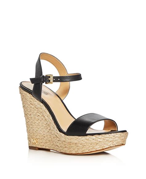 michael michael kors jill espadrille wedge leather sandals|Michael Kors mackenzie platform sandals.